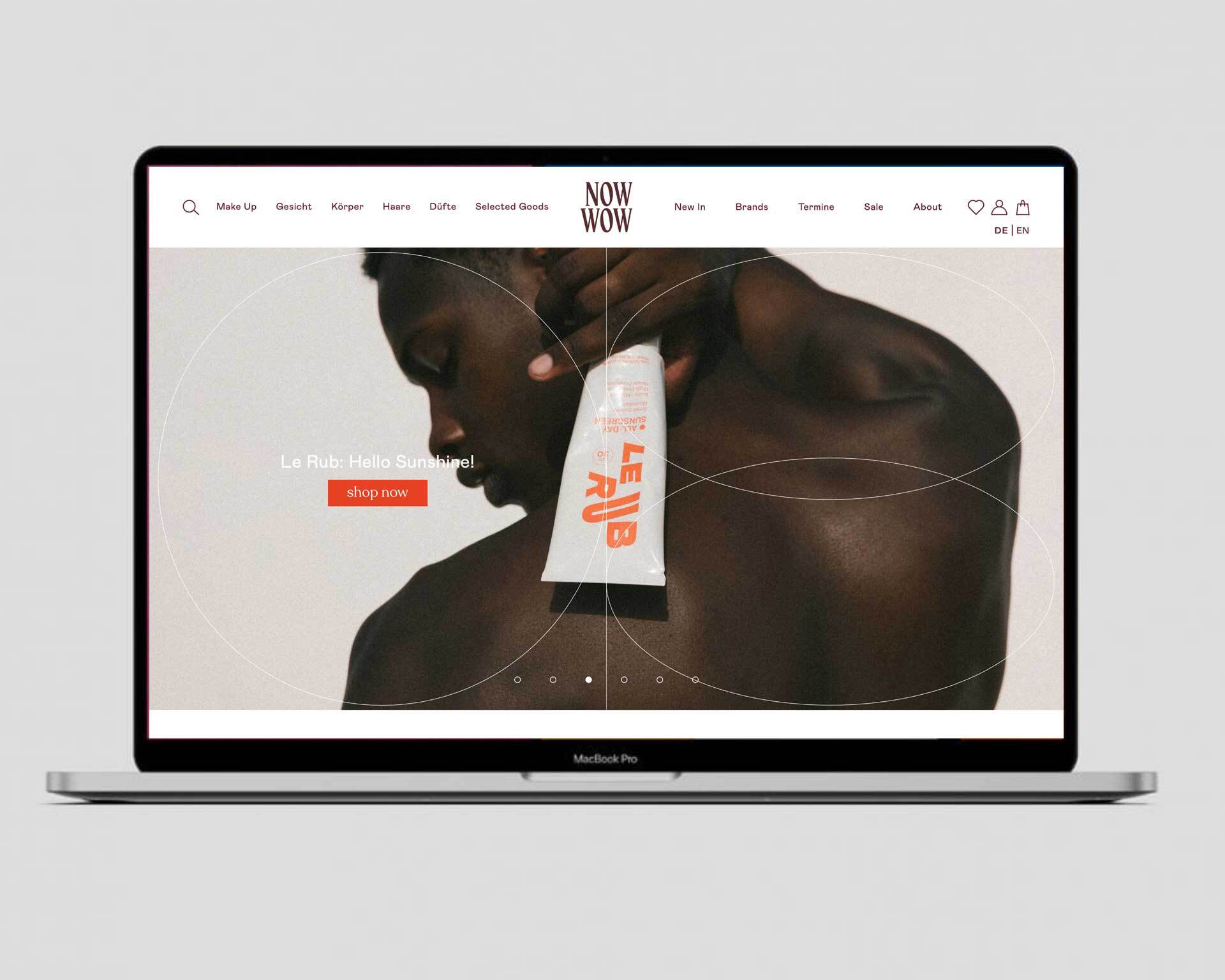 Ansicht der Startseite des Webshops auf einem Mac.